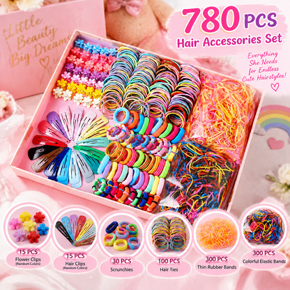 🎀 Kawaii Girls Hair Accessories Set – Cute Bows, Clips & Hair Ties Collection