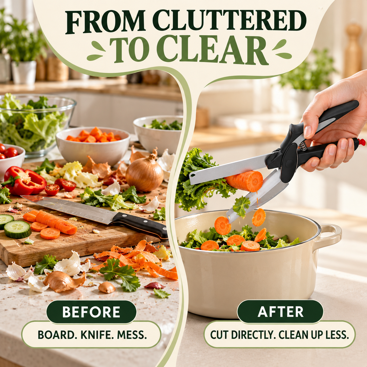 ✂️ 2 in 1 Cutting Board Scissors – Cut, Snip & Prep With Ease 🍳