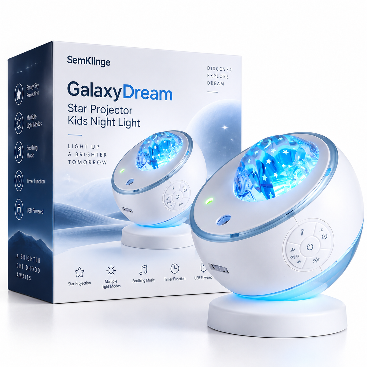 SemKlinge GalaxyDream Star Projector Kids Night Light