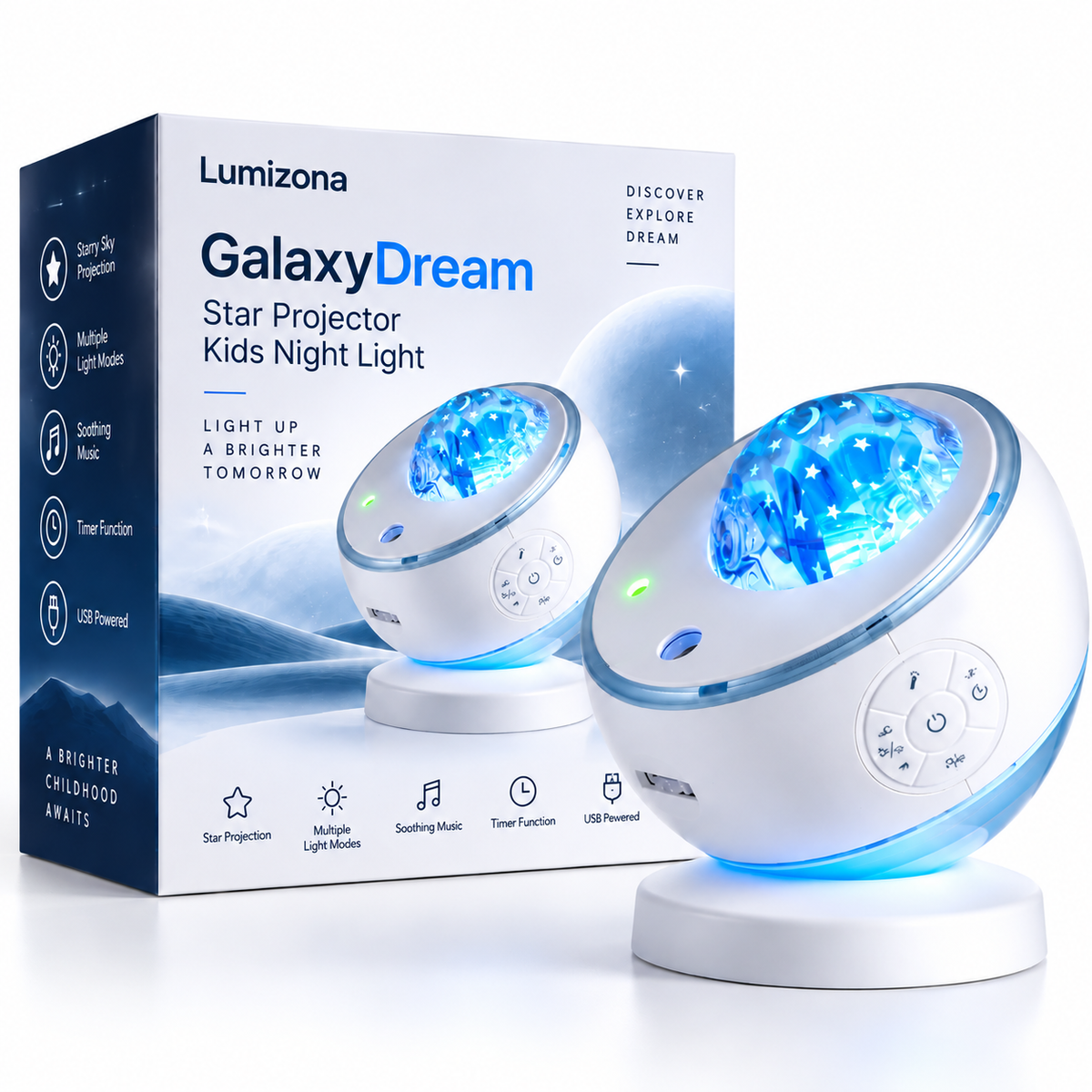 Lumizona GalaxyDream Star Projector Kids Night Light