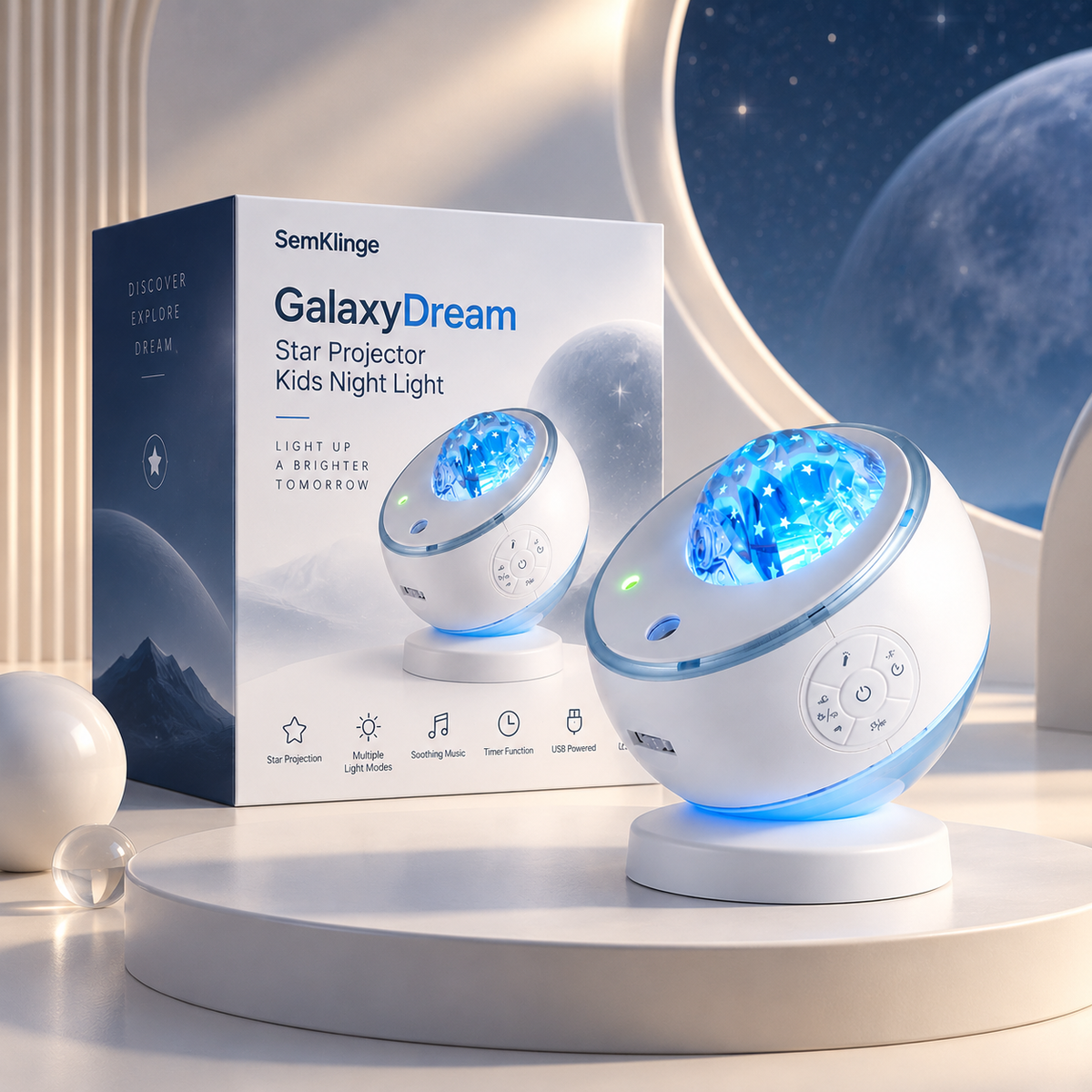 SemKlinge GalaxyDream Star Projector Kids Night Light