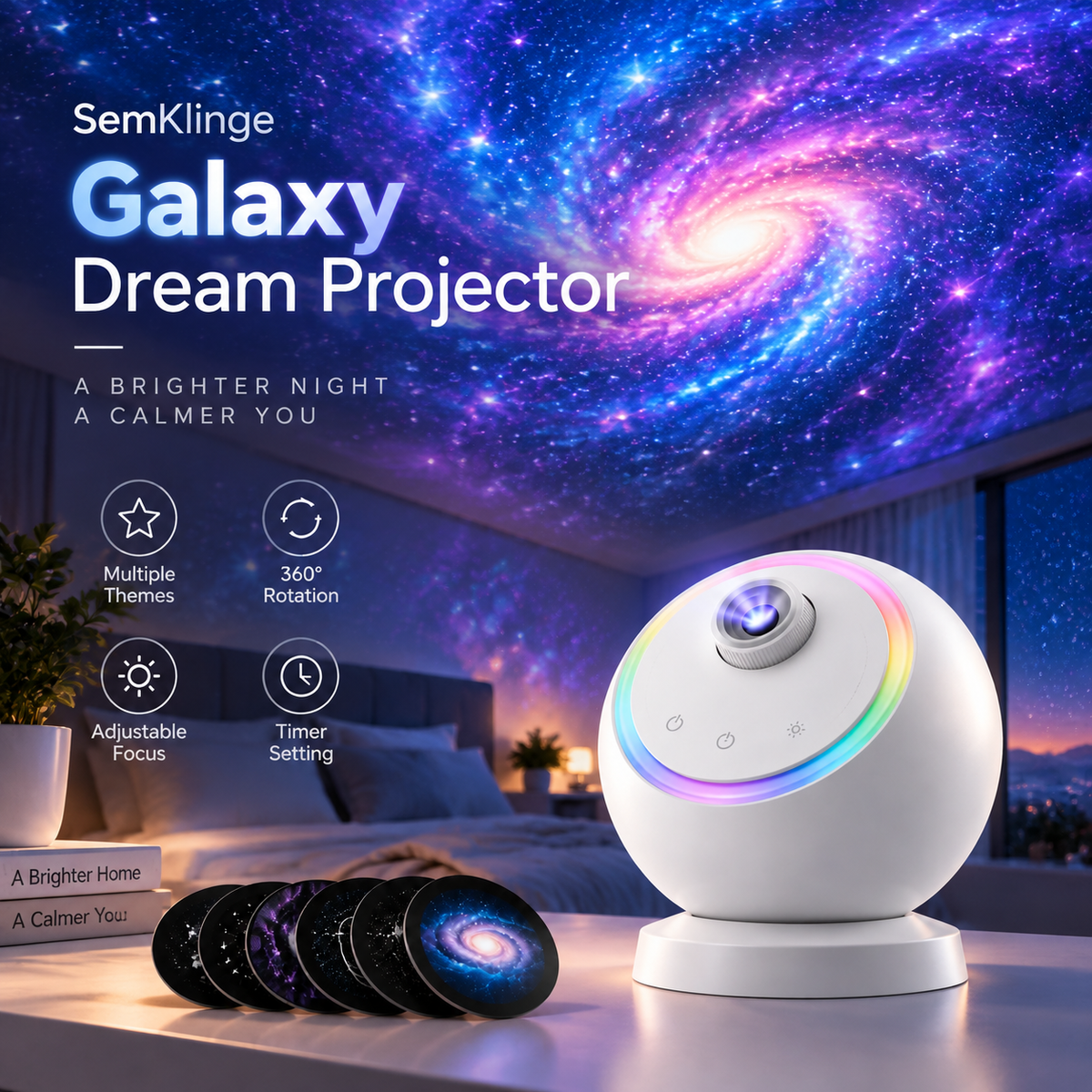 SemKlinge GalaxyDream Star Projector Kids Night Light