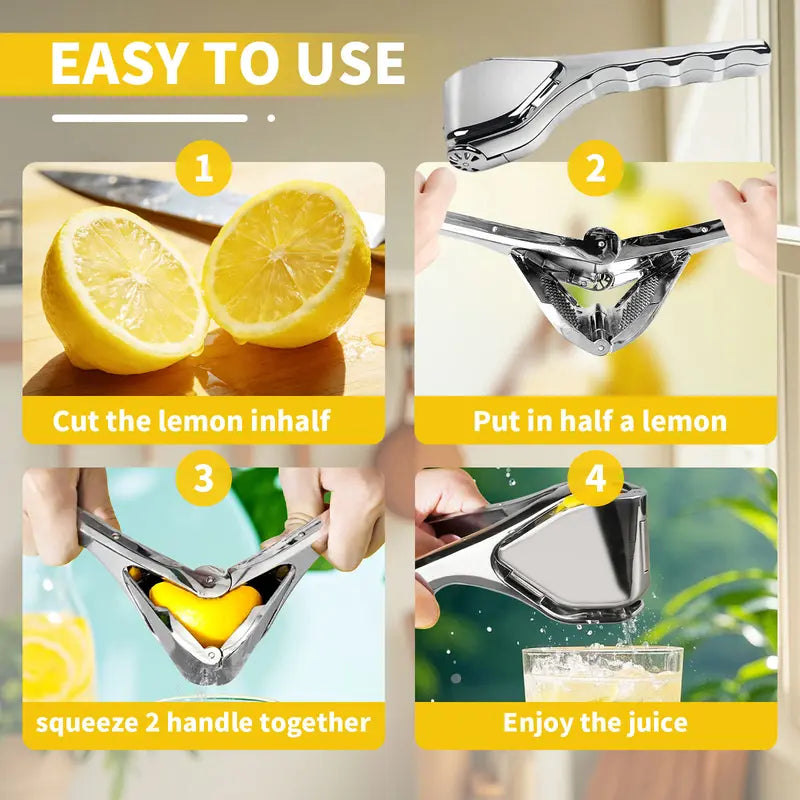 Stainless Steel Citrus Juicer - Handheld Manual Juicer Squeezer with Handles