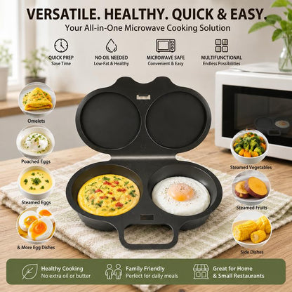 🍳 2-Egg Microwave Poacher – Easy Dual-Cavity Breakfast Cooker🍳