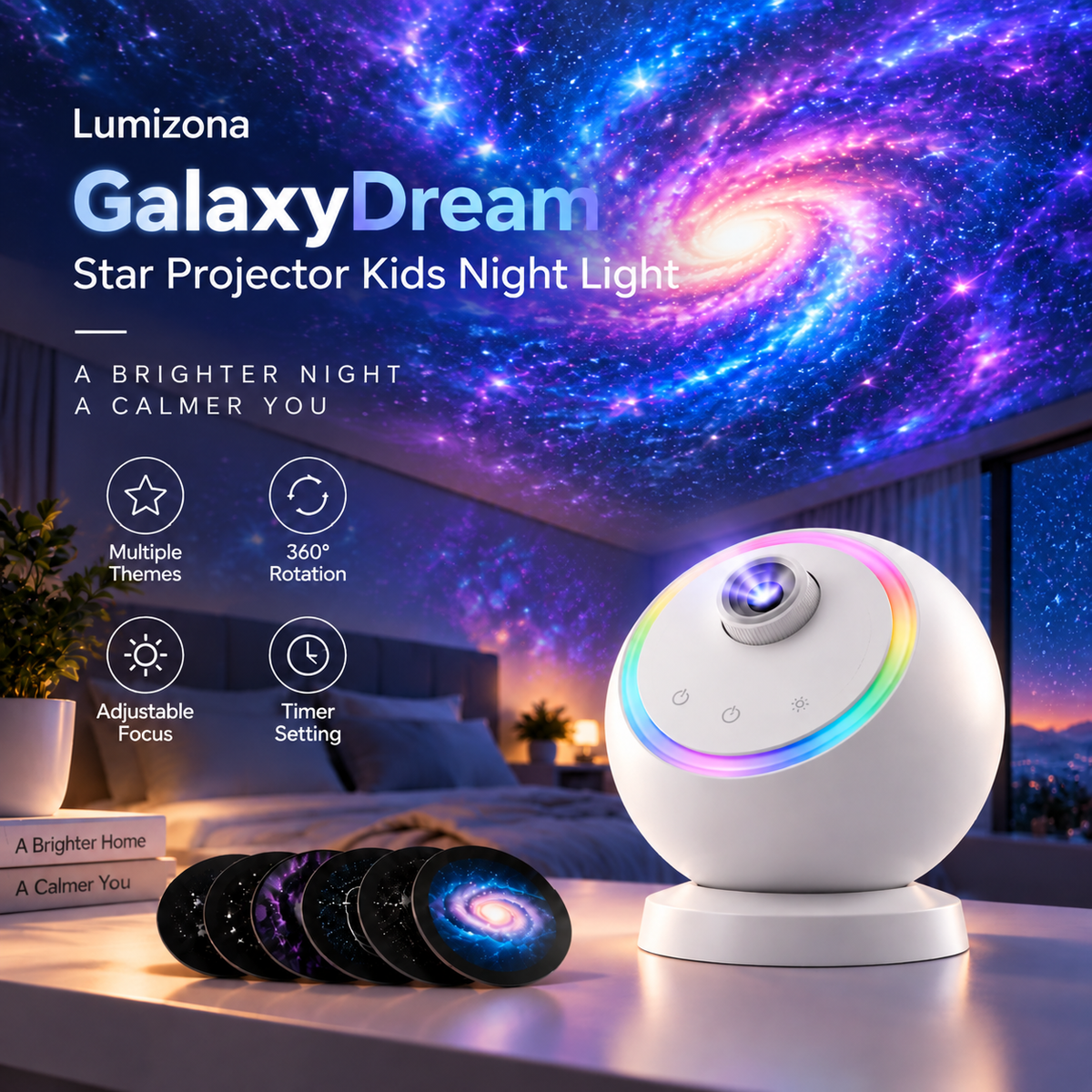 Lumizona GalaxyDream Star Projector Kids Night Light