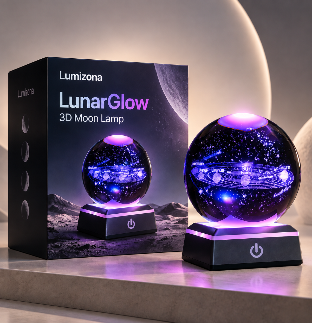 Lumizona LunarGlow 3D Moon Lamp