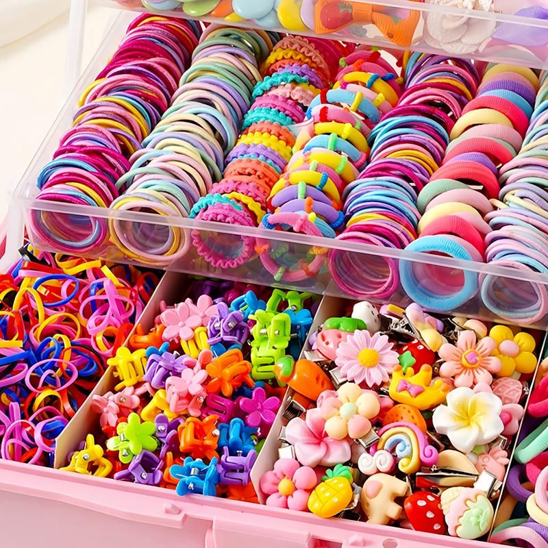 🎀 Kawaii Girls Hair Accessories Set – Cute Bows, Clips & Hair Ties Collection
