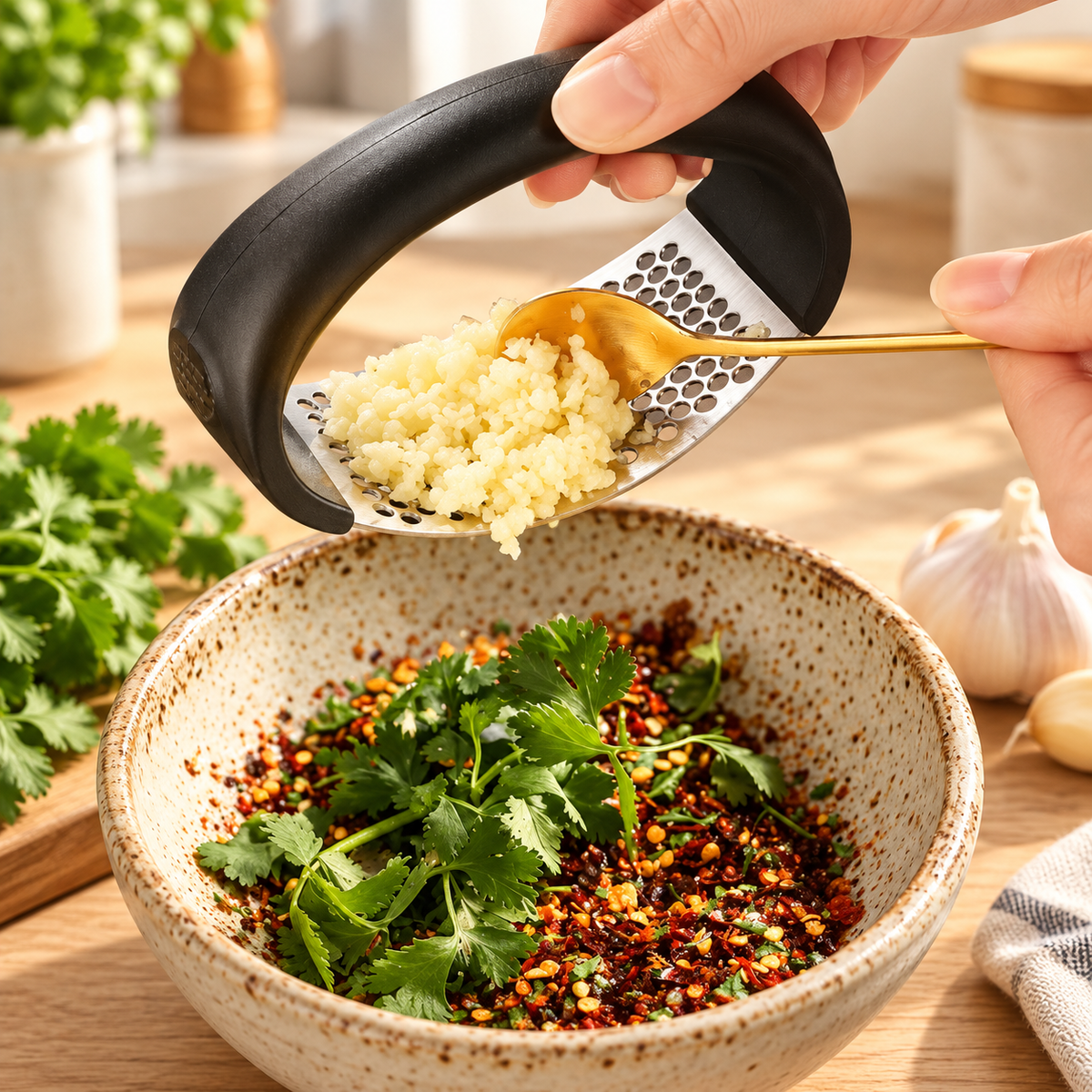 🔥430 Stainless Steel Ring Garlic Press