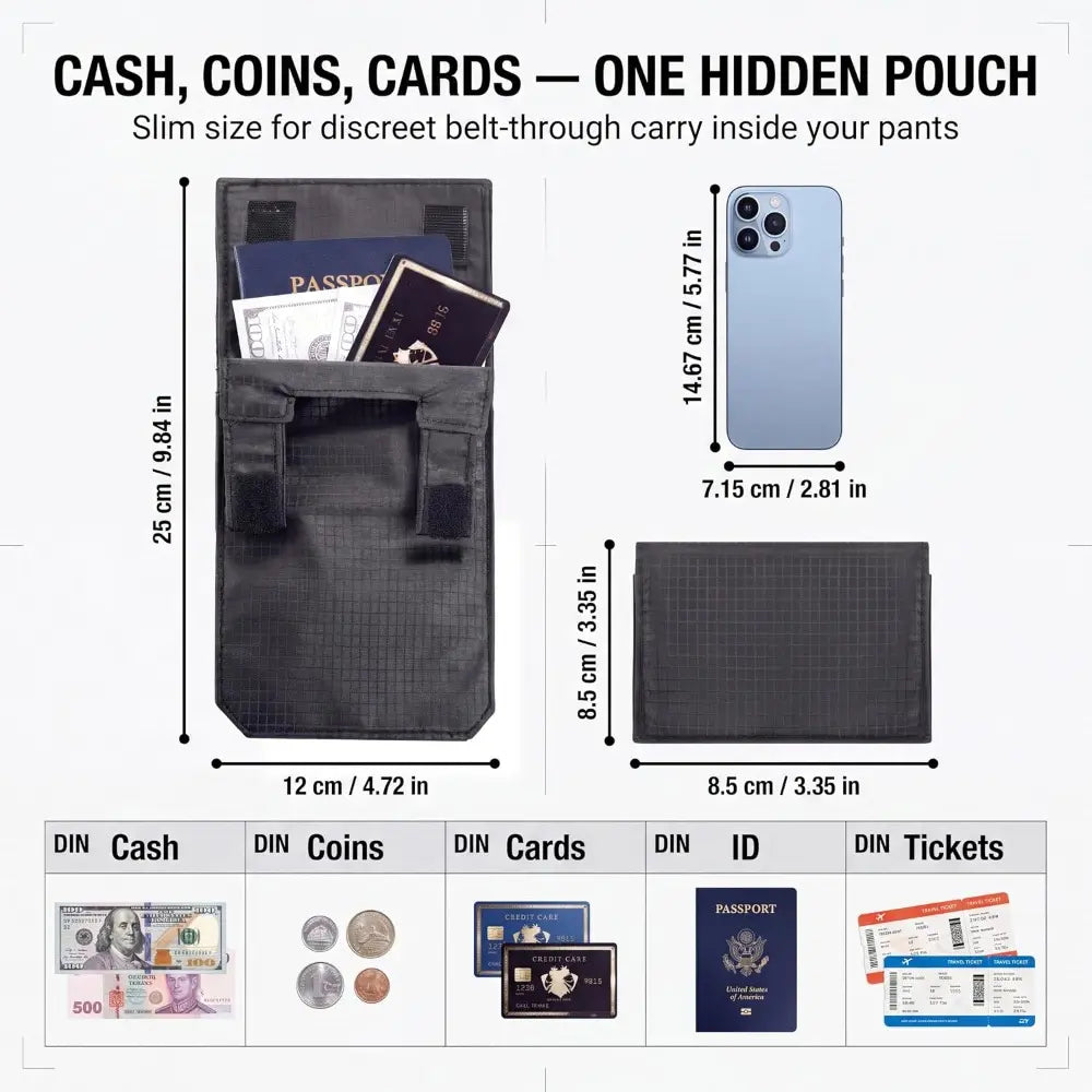 Anti‑Theft Passport Pouch, Multifunctional Phone and ID Waist Pouch🎒