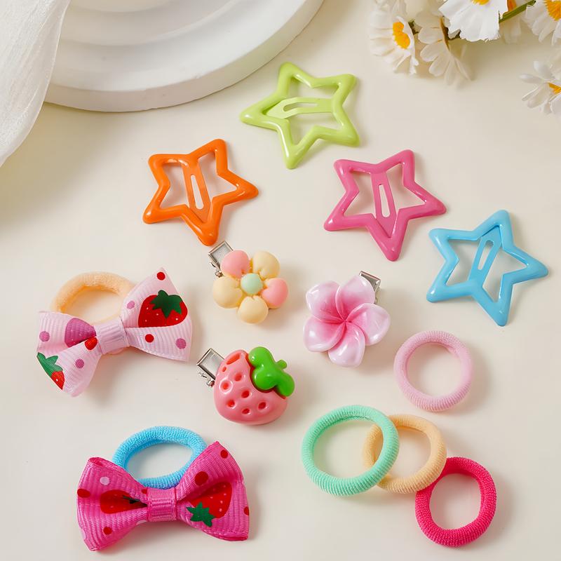🎀 Kawaii Girls Hair Accessories Set – Cute Bows, Clips & Hair Ties Collection