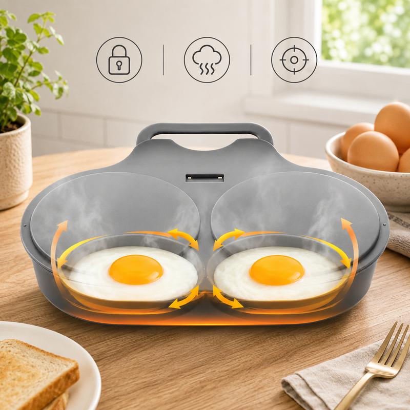 🍳 2-Egg Microwave Poacher – Easy Dual-Cavity Breakfast Cooker🍳