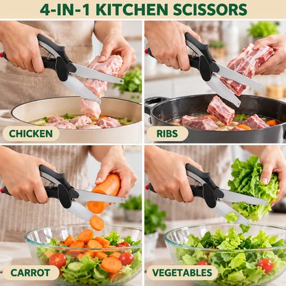 ✂️ 2 in 1 Cutting Board Scissors – Cut, Snip & Prep With Ease 🍳