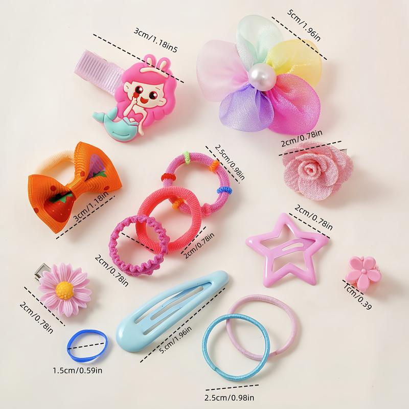 🎀 Kawaii Girls Hair Accessories Set – Cute Bows, Clips & Hair Ties Collection