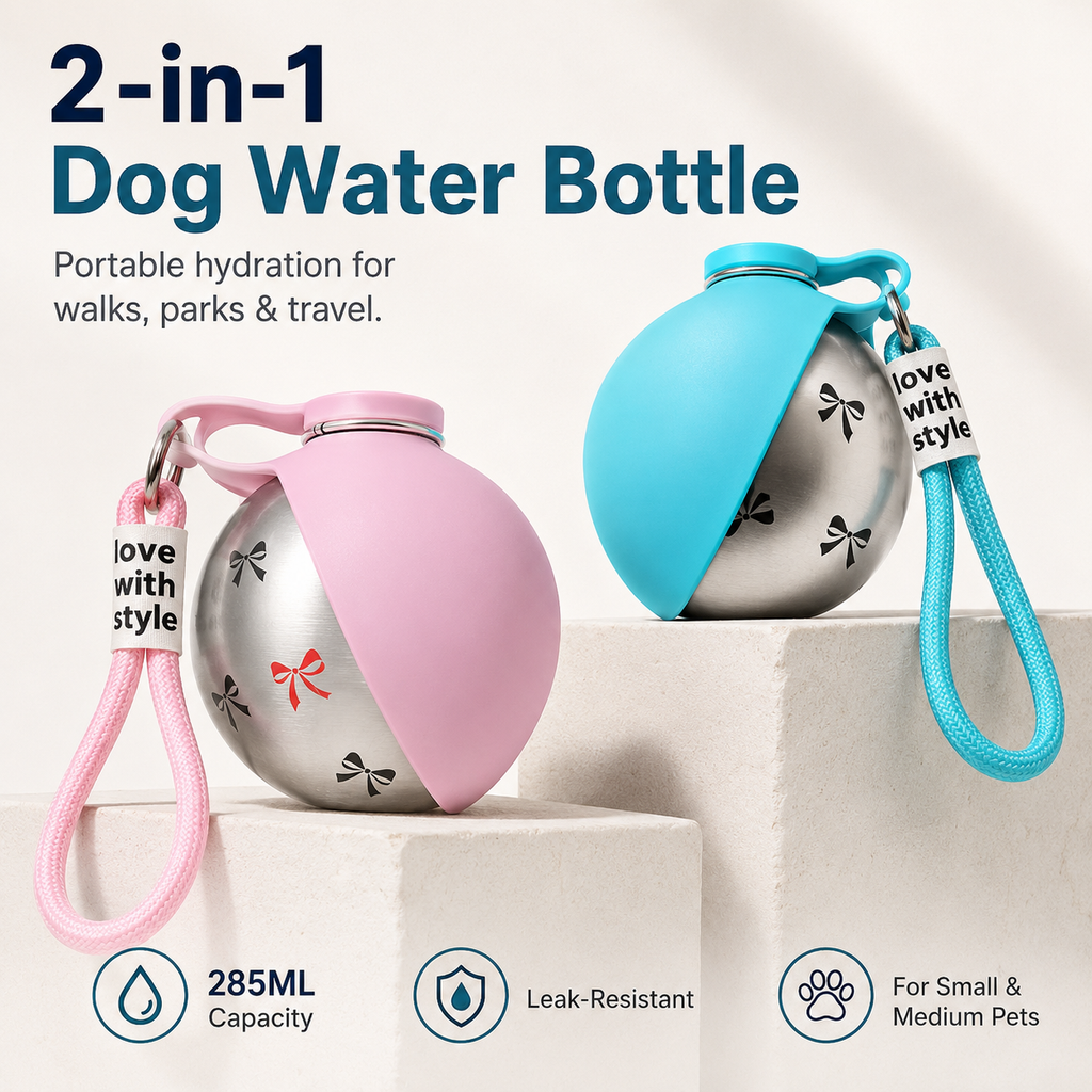 2-in-1 Portable Dog Water Bottle - Leak-Proof & Compact