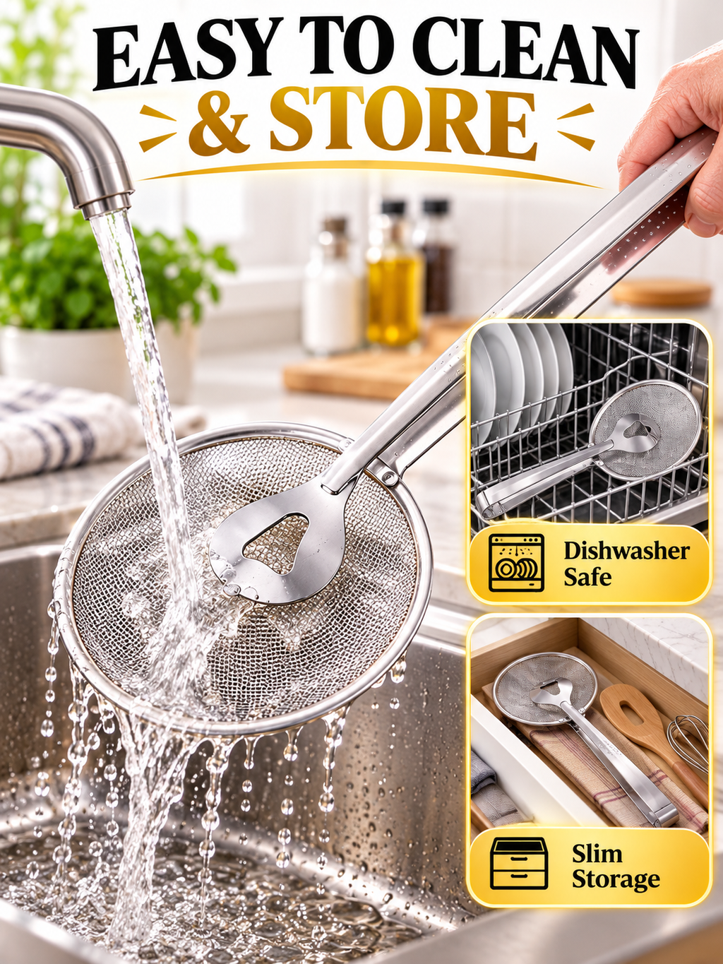 🍳 Kitchen Deal – 2-in-1 Frying Strainer Tongs