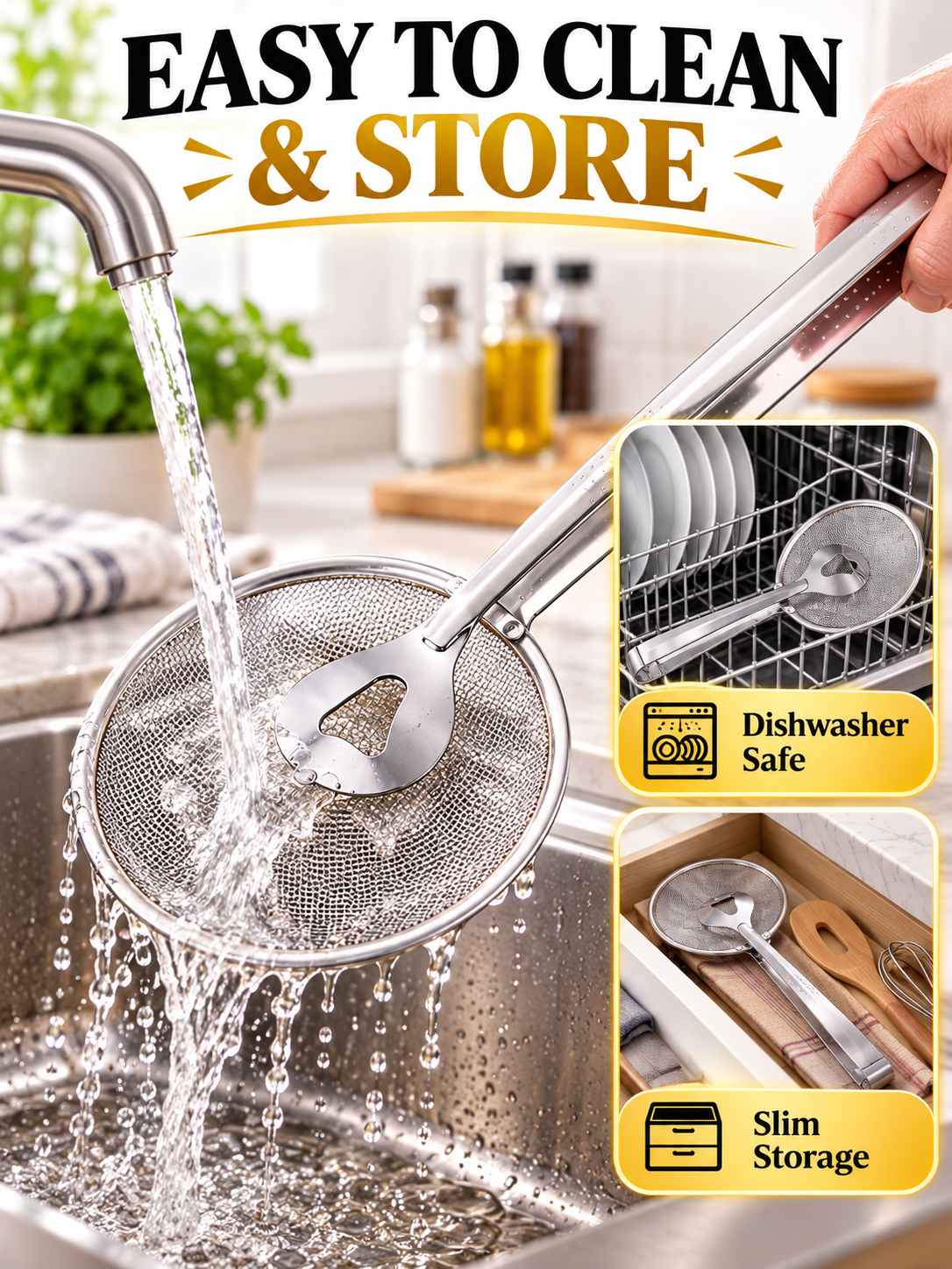 🍳 Kitchen Deal – 2-in-1 Frying Strainer Tongs