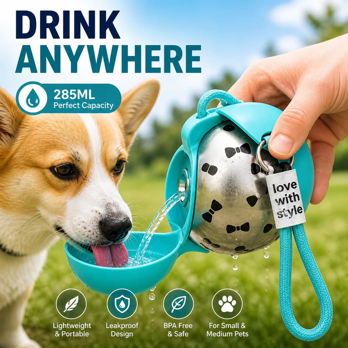 2-in-1 Portable Dog Water Bottle - Leak-Proof & Compact